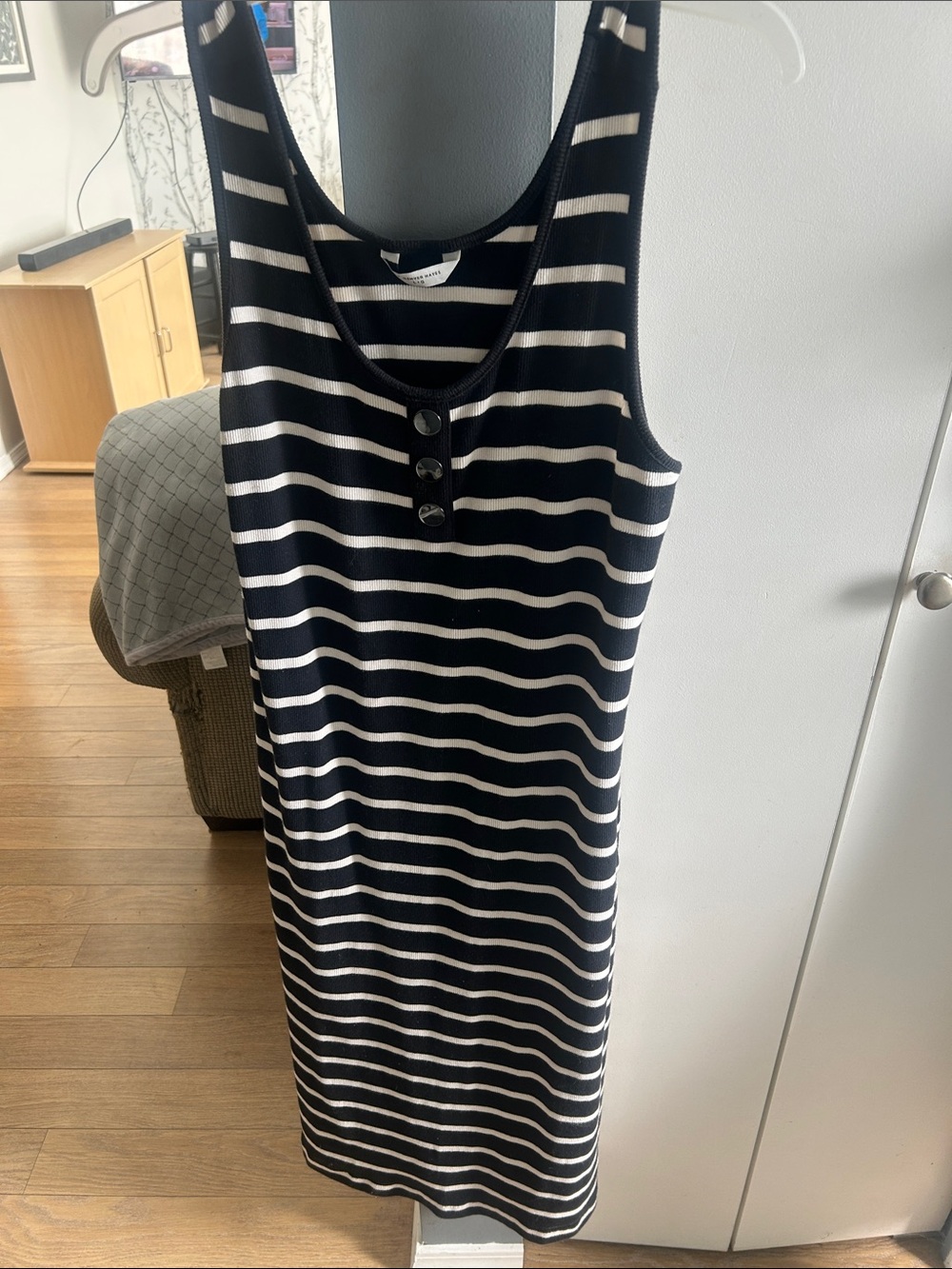 Denver Hayes Black & White Striped Tank Maxi Dress